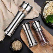 소금과 후추 곡물 밀 셰이커 스테인레스 스틸 금속 식 분쇄기 pulverizer 양념 항아리 조미료 컨테이너 주방 도구, 1개, A 13.3x6.6cm
