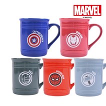 마블 어벤져스 머그컵 세트 아이언맨 캡틴 스파이더맨 토르 헐크 굿즈 MD 손잡이 유리컵, (7351) 캡틴