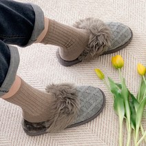 티티파스 율리아 퍼 안감 니트 여성 털 슬리퍼 (2color)