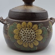 우암 여주 쌀 항아리 잡곡통 3kg 현관 소금단지 잡곡 단지, 해바라기+매트