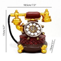 옛날 전화기 레트로 엔틱 책상 액세서리로 전화 동상 골동품 수지 오래된 전화 사무실 홈, m, 빨간색