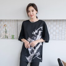 엄마옷 마담4060 블랙나염블라우스-RBL303074-