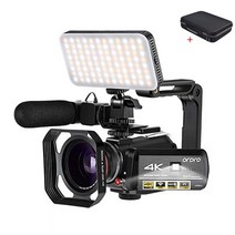 유튜버촬영장비 Blogger 촬영을위한 비디오 카메라 4K Ordro AC3 야간 투시경 WiFi 디지털 Filmadora 마이크 LED 조명이있는 홈 캠코더, 탑 키트