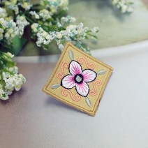 명절 추석 설날 여성한복수장식 자수 사각꽃 수장식 (10개 묶음), 옐로우