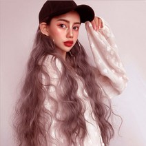야구모자 인조헤어가발일체형 애쉬핑크, -