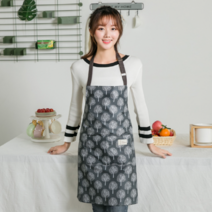 우아한클릭 고급 방수 주방 앞치마 바리스타 식당 유치원 교사 여름 앞치마, 1개, 1-2) 다크트리