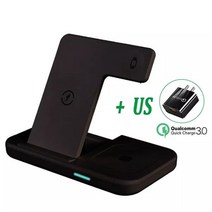 무선 충전기 3in1 애플워치 에어팟 아이폰 스탠드 스마트폰, CHINA, black with EU plug