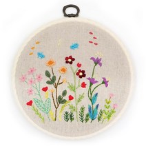 엔조이스티치/ 프랑스자수패키지-플라워가든/ 수틀액자만들기/ 자수수업 공방 패키지JS1008/ 초보자용자수패키지, 아이보리