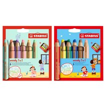 스타빌로 우디 색연필 일반 파스텔 6색 세트, 일반 6색