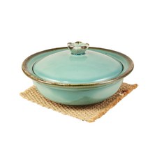 단고재 청자 꽃 찜기 ( 대 ) / 죽그릇 찜그릇 반찬그릇 스프그릇 청자그릇 도자기그릇 청자찜기 반찬기 갈비찜기 찜그릇, 1개