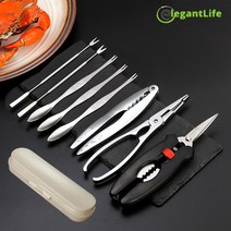 elegantlife 게가위 세트(게살가위 3p+ 포크 3p+바늘 2P+수납함), 게가위 세트