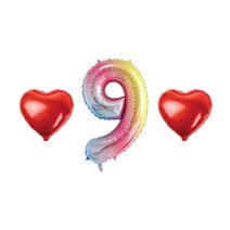 숫자 9 하트 풍선 세트, 03.레인보우 9