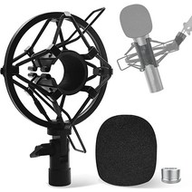 방송용 Mictop Q2U USB/XLR 마이크 쇼크 마운트 Samson Q2U용 폼 윈드스크린이 있는 홀더 ATR2100-USB 진동 및 소음 감소를 위한 팝 필터가 방진