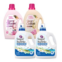 슈가버블 친환경 세탁세제 본품 3.4L 2개 + 섬유유연제 본품 3L 2개 (스노우코튼 플라워블룸), 1세트