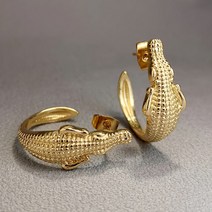가정용nas 나스 nas 외장 하드 서버 구축 Vintage Gold Color Metal Carving Pangolin Earrings Classic Pu, 01 Gold