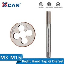 탭다이스 핸드탭 탭핸들 나사산 볼트너트재생 XCAN 2pcs M3-M15 오른 나사 탭 및 다이 세트 메트릭 플러그 HSS 기계 스레딩 도구 스레드 드릴, [06] 2pcs M8x0.75 Set, 2pcs M8x0.75 Set