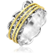 여성용 남성용 14K 골드 도금 925 스털링 실버 스피너 링 밴드 3개 남성 양각 레이스 산화 처리 빈티지 스타일리시 저자극성 니켈 무연 장인의 손으로 만든 디자이너 이스라엘산