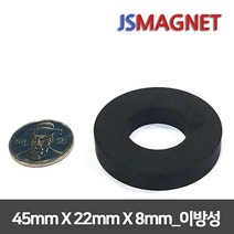 정신마그네트 페라이트 등방성 이방성 교재용 원형 사각 링 자석, 1개, d_이방링_06_45x22x8(2개)