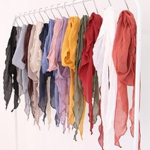 부드러운 면 파스텔 삼각 스카프 봄 가을 롱 스카프 여자 머플러 간절기 무지 목손수건