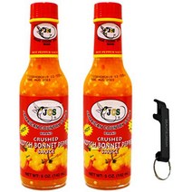 JCS Scotch Bonnet Pepper Sauce 5 oz Pack of 2 with Keychain Bottle Opener in Sealed O That
