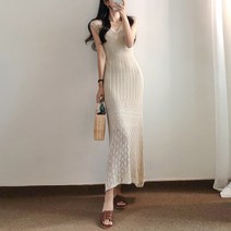 요시아나 [당일발송] 로렐라이 크로쉐 슬림핏 니트 롱원피스(이너원피스 세트)