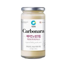 청정원 저녁메뉴추천 베이컨&크림 까르보나라 파스타소스 2-3인분 스파게티 어린이간식 350g 자취음식 가정간편식, 1개