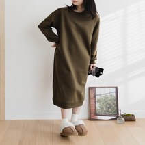 여자 마실룩 완전 편한 기모 라운드 맨투맨 롱원피스