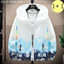 JUST FEEL!NG 1+1 자외선차단자켓 아이스 속건 바람막이 초경량 점퍼 여름용 데일리 후드집업