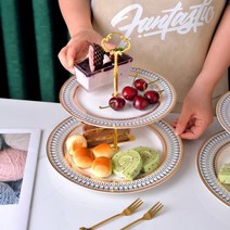 홈파티 3단접시 북유럽 2단 3단 파티접시 디저트트레이 케익 스탠드 카페접시, 2단디저트 트레이