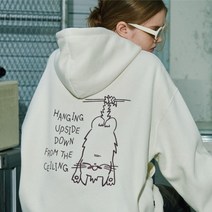 [천삼백케이] [꼼파뇨] Up side Down 자수 후드티 (크림)