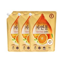 자연퐁 주방세제 오렌지 리필 1.18L x 3개, 1세트, 상세설명 참조
