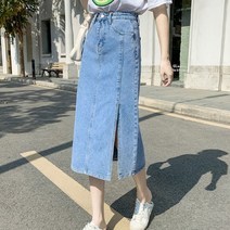 여자 스커트 데님 롱 청 가을여행룩 데이트룩 예쁜 귀여운 트임 앞 예쁜핏 시원한 편안한