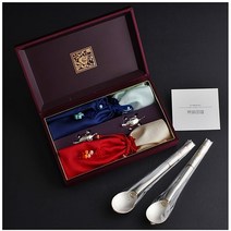 원앙 금부 은수저 99% 2벌 24k 거북받침 실크케이스 비단주머니 보자기포장 어버이날 선물 부모님 고급 명품 숟가락 젓가락 결혼 기념일 혼례 혼수품 답례품 풀세트 전통 예단 추천, 실버 보자기포장