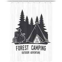 rv shower curtain camper trailer 캠핑 욕실 camper tent forest silhouette short 좁은 샤워 커튼 with hooks set, 7810년대, 138x70in-350x180cm