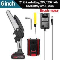 21V 2 배터리 전정 톱 충전식 작은 나무 분할 톱 한 손으로 목공 도구 과수원 지점, 09 I 6 Inch 2 Battery_01 EU