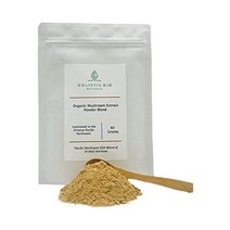Organic Mushroom Extract Powder by Holistic Bin - Pacific Northwest USA Blend of 19 Wild Varieties (Mesima Turkey Tail Lions Mane True Tinder Scarlet