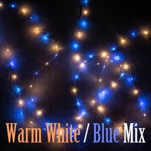 120M 1200led 실버 와이어 요정 방수 조명 플러그 트리 야외 크리스마스 휴일 웨딩 가든 장식, Blue Warm White Mix, China, 50M 500LEDs