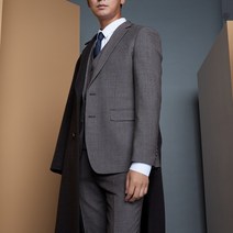 바쏘옴므 FW 봄 가을 겨울 울 스판 슬림라인 브라운 셋업수트 남성예복 데일리정장 V3JT20ABG