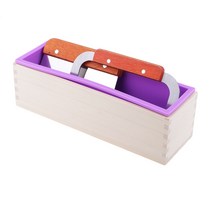 GHSHOP 3조각 직사각형 캐비티 실리콘 비누 몰드 덩이+커터, 28x9x8cm, 나무, 스테인레스 스틸, 실리콘, 다색
