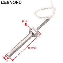 DERNORD 24v 침수 카트리지 히터 M16 스레드 스테인레스 스틸 가열 요소 관형 12v 50w 100w 150w 200w 300w, 100w 12x100mm