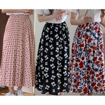 여자 봄 여름 가을 플라워 꽃무늬 롱스커트 땡땡이 도트무늬 자수 밴딩 롱치마 30 40대 미시룩