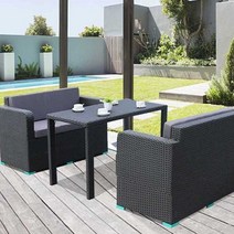 카페 테라스 쇼파 리조트 아울렛 플라스틱테이블 세트, 콤비네이션플랫탑3인+3인+커피테이블+바나나우산