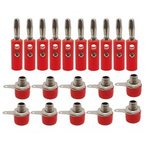 소켓 커넥터 10pair 실버 4mm 바나나 플러그 암수 4mm 바나나 잭 패널 마운트 바나나 소켓 터미널 커넥터 어댑터 빨간색 검정, [02] 10Pair Red