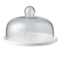 GHSHOP 케이크 스탠드 돔 뚜껑 유리 커버 서빙 트레이 디저트 보관 식기류 전채 빵 과일 아침 식사 음식 웨딩 파티 생일, 세라믹 유리, 분명한