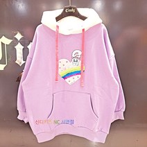 [신디키즈]#너무 짧지않은 편안한 기장감과 루즈핏으로 날씬해 보이는 핏과 하트스팽글or심쿵!하고 화사한 컬러감 디자인완성@에스더버니 루즈핏 기모 맨투맨 CIMH21T03@NC서면점