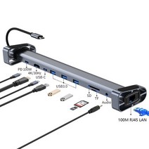 C타입 노트북 도킹 스테이션 USB 독 HDMI 호환 PD RJ-45 허브 어댑터 맥북 델 XPS 레노버 씽크패드 아수, 01 10 in 1