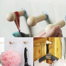 강력 벽 부착식 원목 후크 방문 욕실 우드 가방 후크 옷 걸이 홀더 우산 모자 소품 고리, 색상