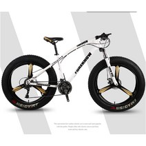 24인치 MTB 산악용 팻바이크 엠티비 오프로드 광폭타이어 바퀴큰자전거 성인용 펫바이크, 30단, 흰색 3스포크(삼발이)