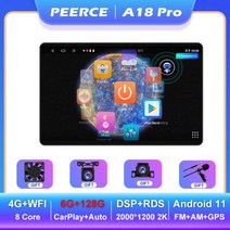 안드로이드올인원 13 인치 자동차 라디오 2 Din 안드로이드 2K 터치 스크린 자동 멀티미디어 플레이어 도요타 폭스 바겐 현대 기아 닛산 혼다 라다 포드, A18 6G-128G-DVR2-MIC, A18 6G-128G-DVR2-MIC