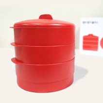 타파웨어 멀티 찜기 플러스 3단 레드, 1개